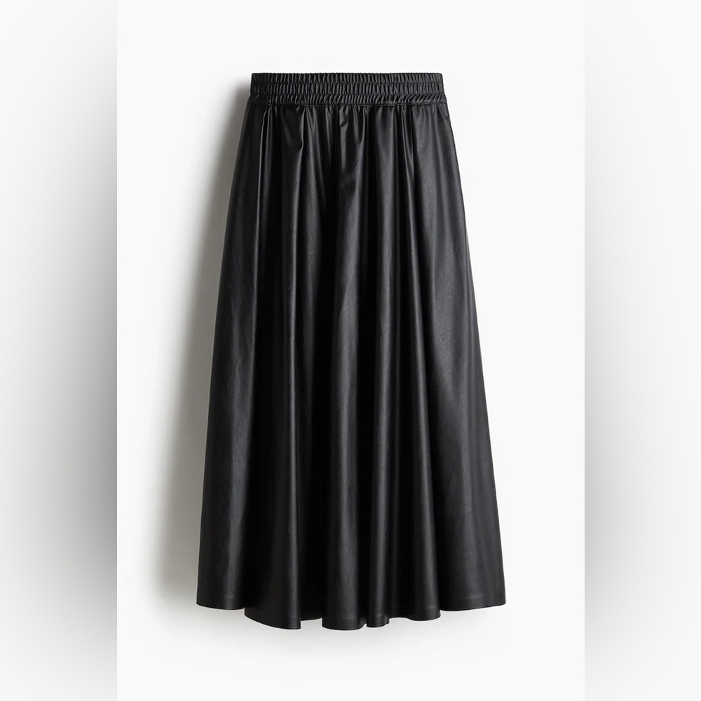 H&M Edition Coated A-Line Skirt Faux Leather Black Size Small